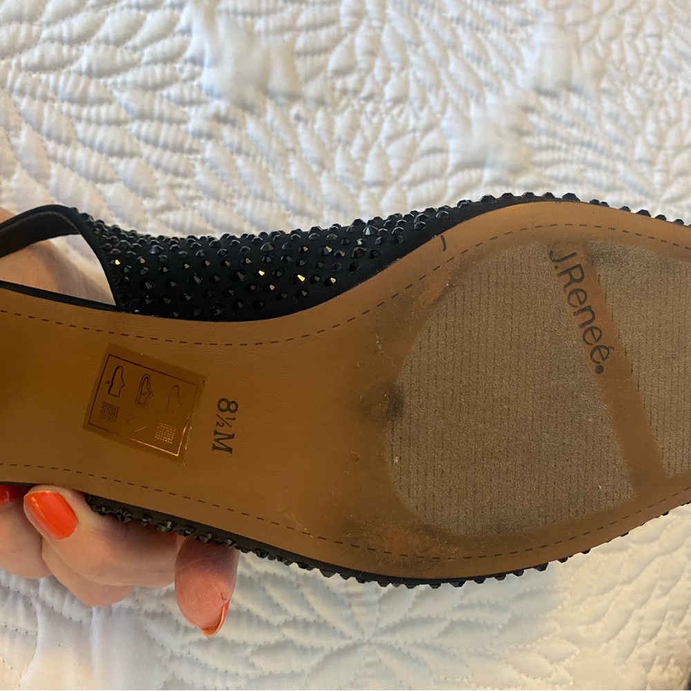 J.Renee Black Embellished Slingback Heels - Picture 11 of 12